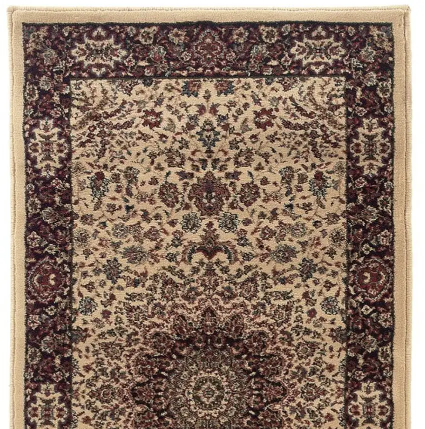 9' Ivory And Black Oriental Runner Rug Photo 4