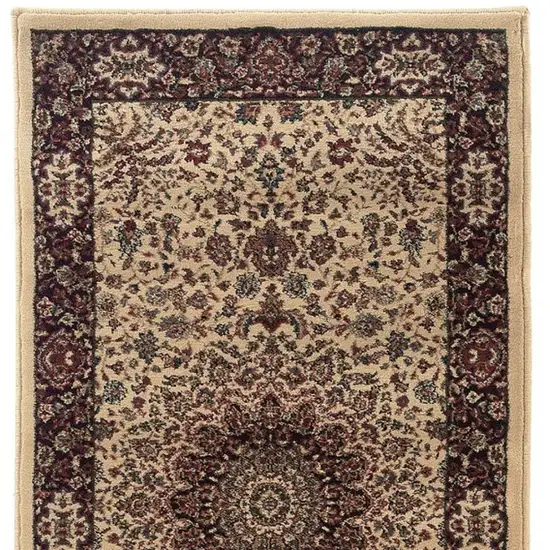 9' Ivory And Black Oriental Runner Rug Photo 4