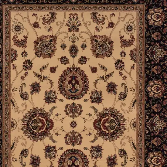 8' Ivory And Black Oriental Square Rug Photo 4