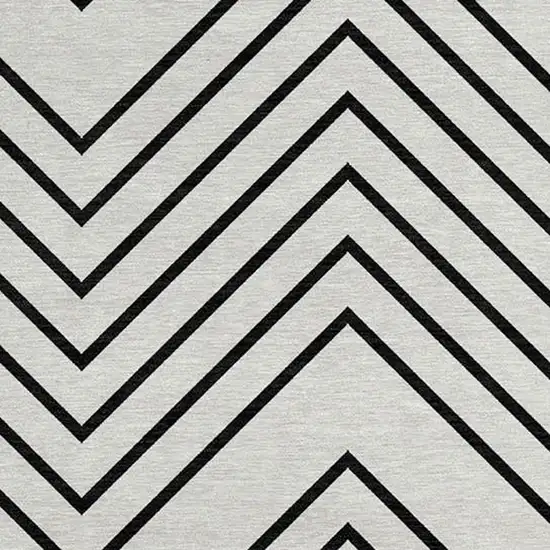 8' Ivory And Black Round Geometric Washable Indoor Outdoor Area Rug Photo 2