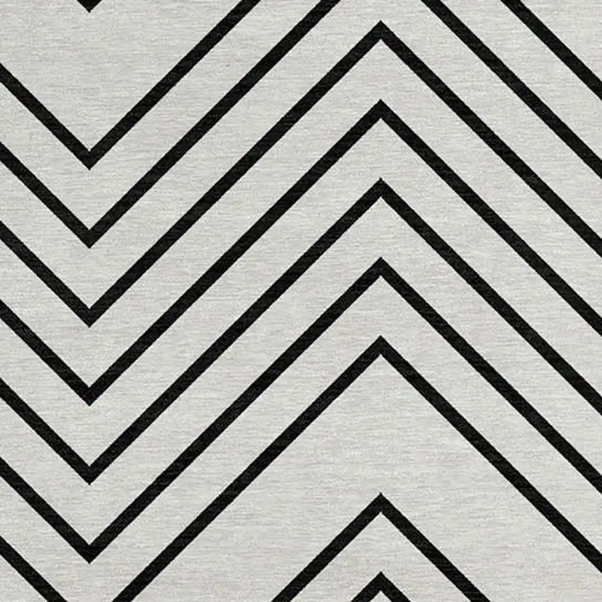 8' Ivory And Black Round Geometric Washable Indoor Outdoor Area Rug Photo 2