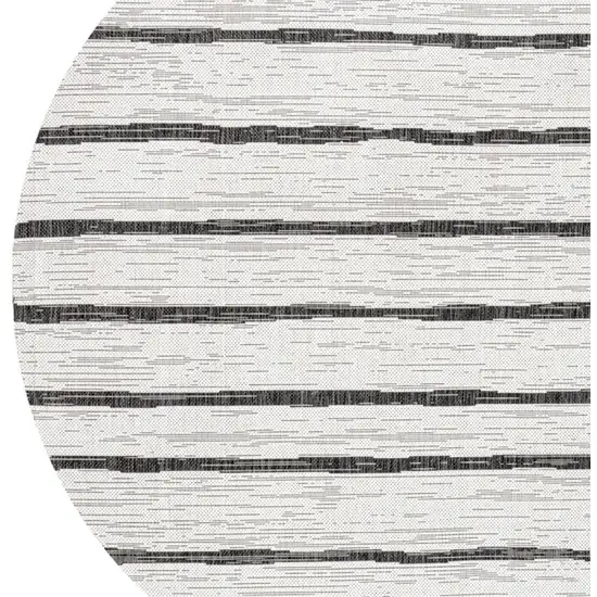 5' Ivory And Black Round Striped Indoor Outdoor Area Rug Photo 3