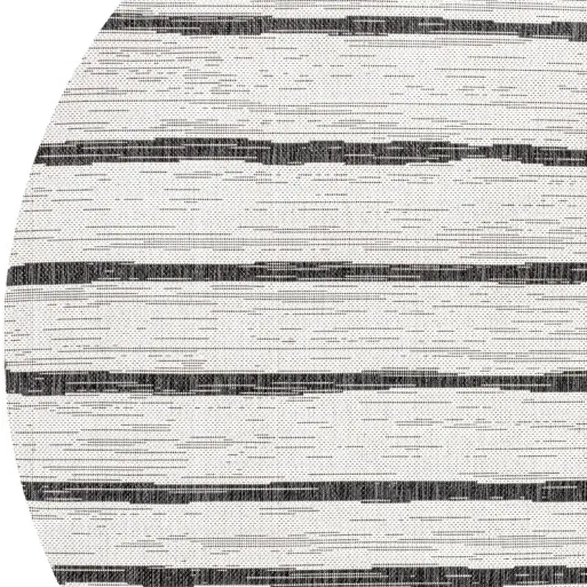 8' Ivory And Black Round Striped Indoor Outdoor Area Rug Photo 2