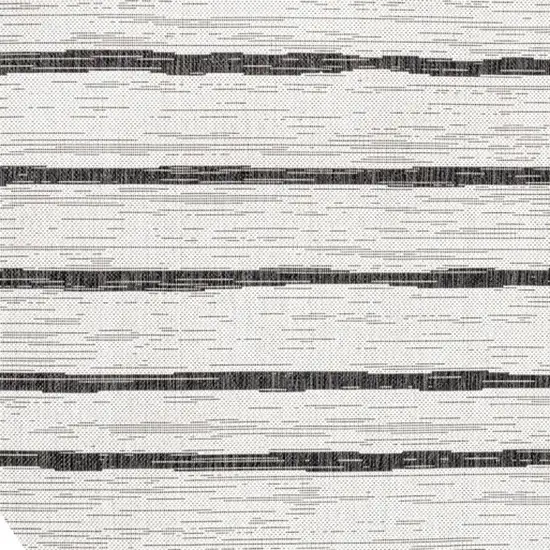 9' Ivory And Black Round Striped Indoor Outdoor Area Rug Photo 2