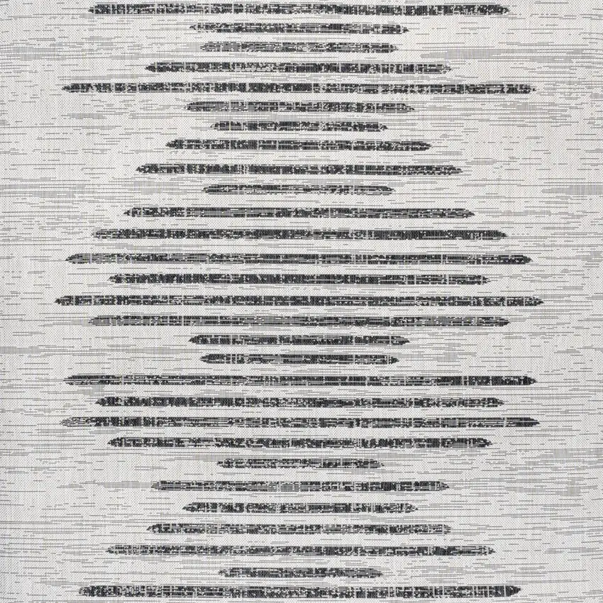 6' Ivory And Black Square Striped Indoor Outdoor Area Rug Photo 1