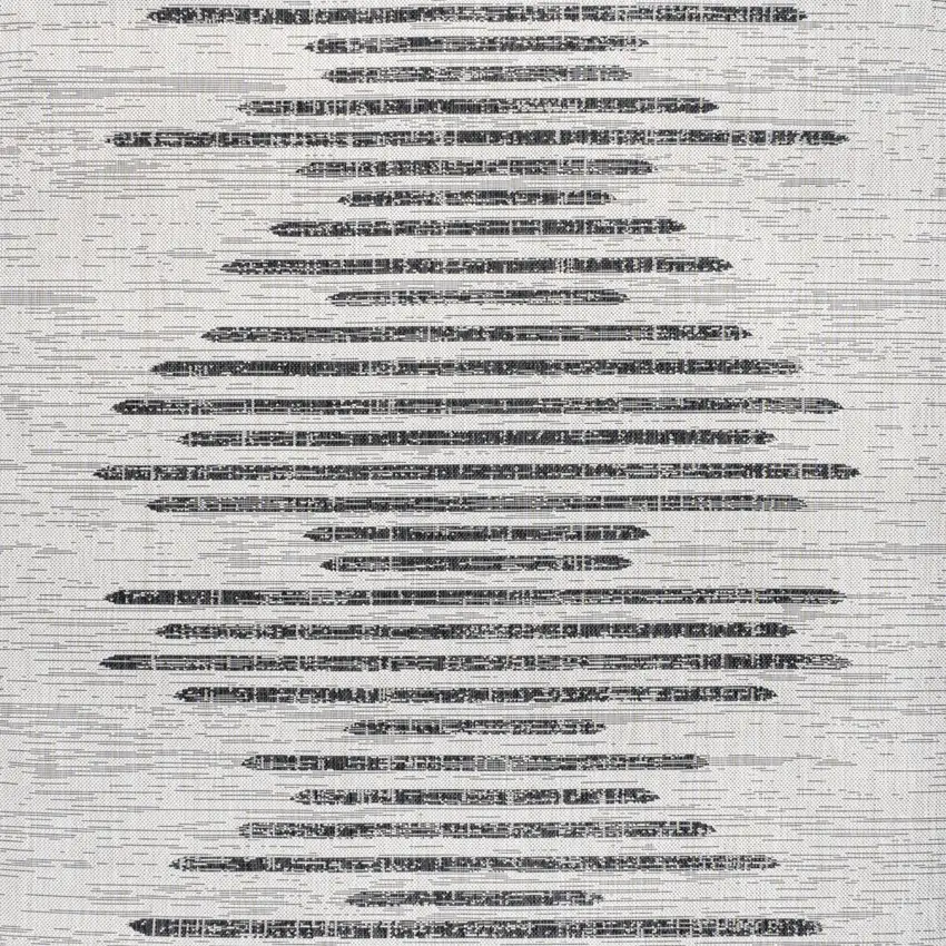 6' Ivory And Black Square Striped Indoor Outdoor Area Rug Photo 3