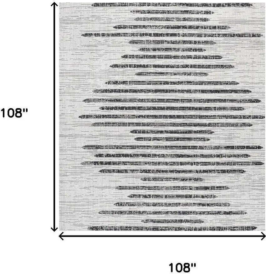 9' Ivory And Black Square Striped Indoor Outdoor Area Rug Photo 8