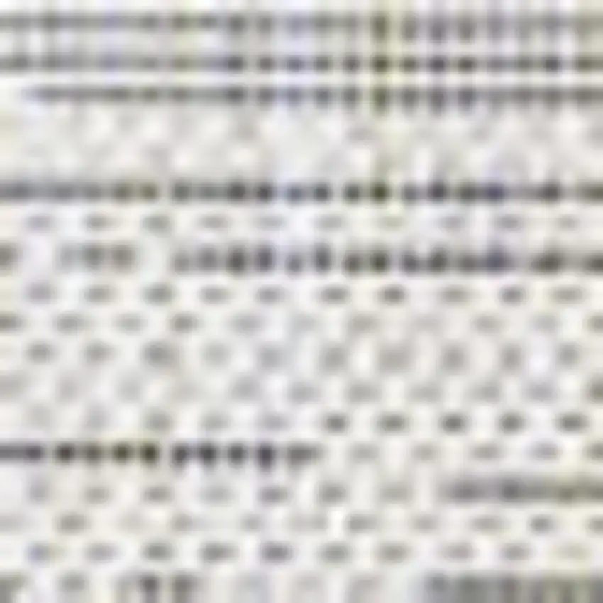 9' Ivory And Black Square Striped Indoor Outdoor Area Rug Photo 2