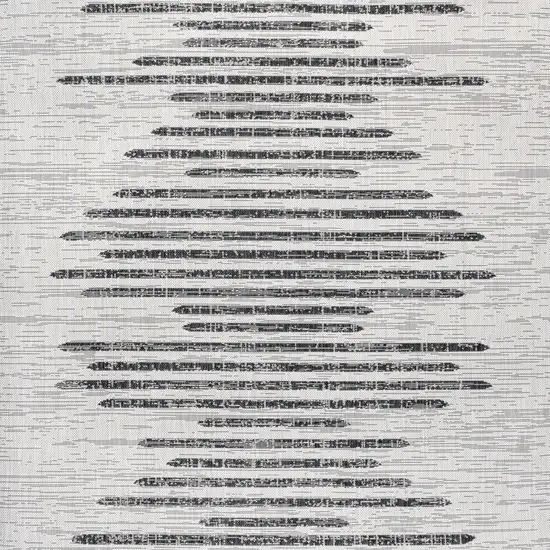 9' Ivory And Black Square Striped Indoor Outdoor Area Rug Photo 1