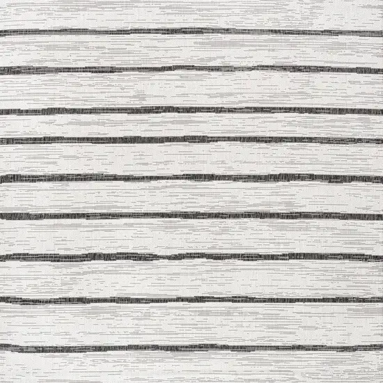 4' Ivory And Black Square Striped Indoor Outdoor Area Rug Photo 3