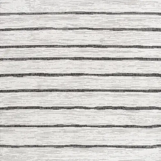 4' Ivory And Black Square Striped Indoor Outdoor Area Rug Photo 1