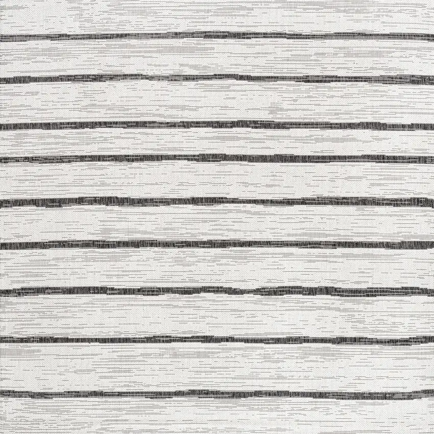5' Ivory And Black Square Striped Indoor Outdoor Area Rug Photo 1