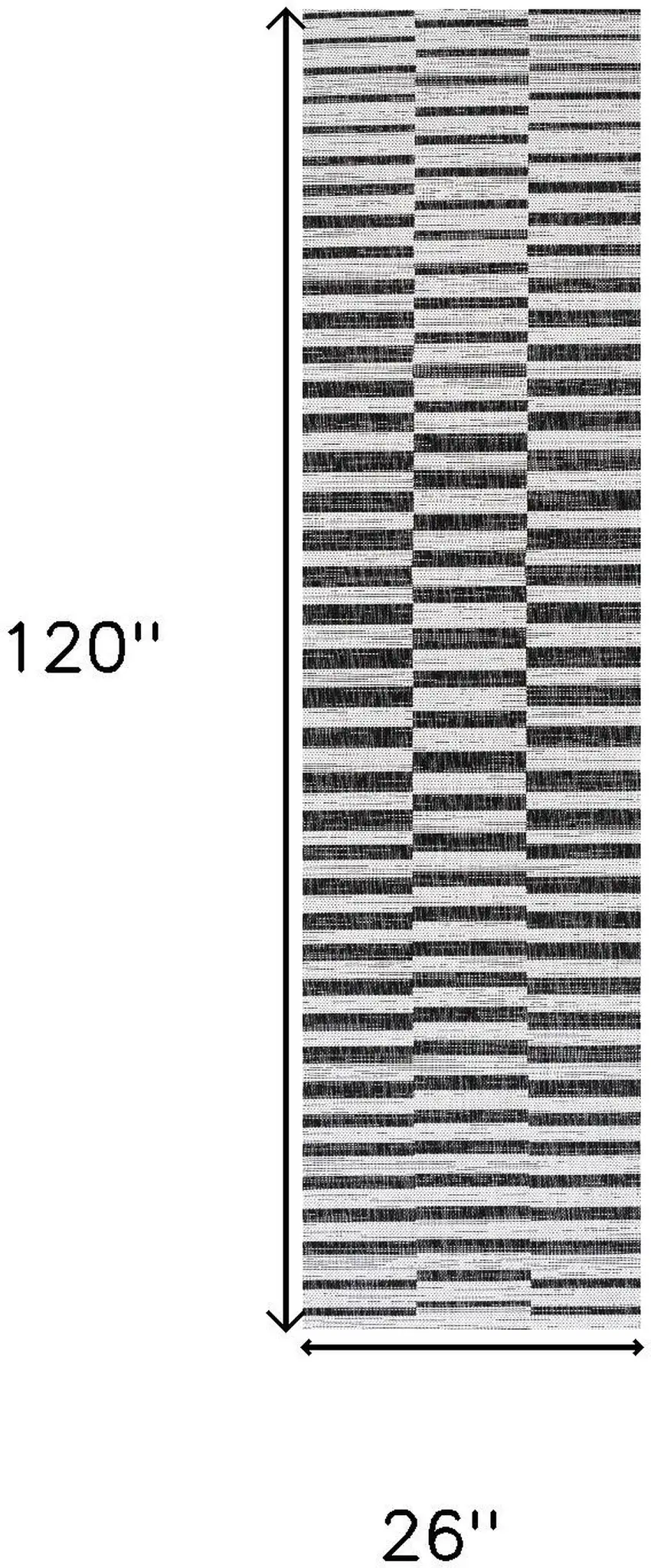 10' Ivory And Black Striped Indoor Outdoor Runner Rug Photo 3