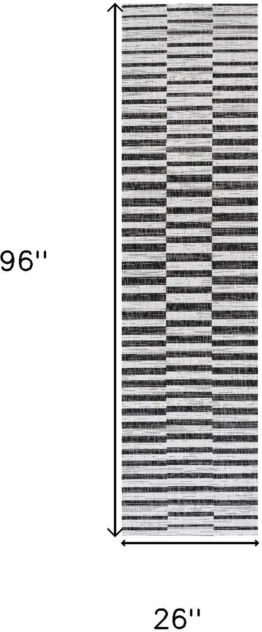 8' Ivory And Black Striped Indoor Outdoor Runner Rug Photo 3