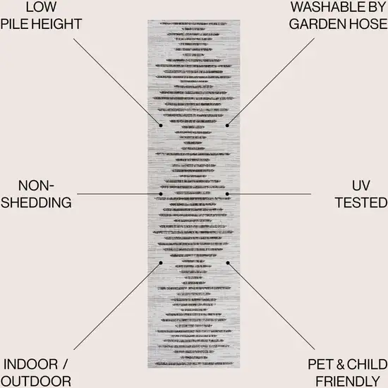 20' Ivory And Black Striped Indoor Outdoor Runner Rug Photo 8