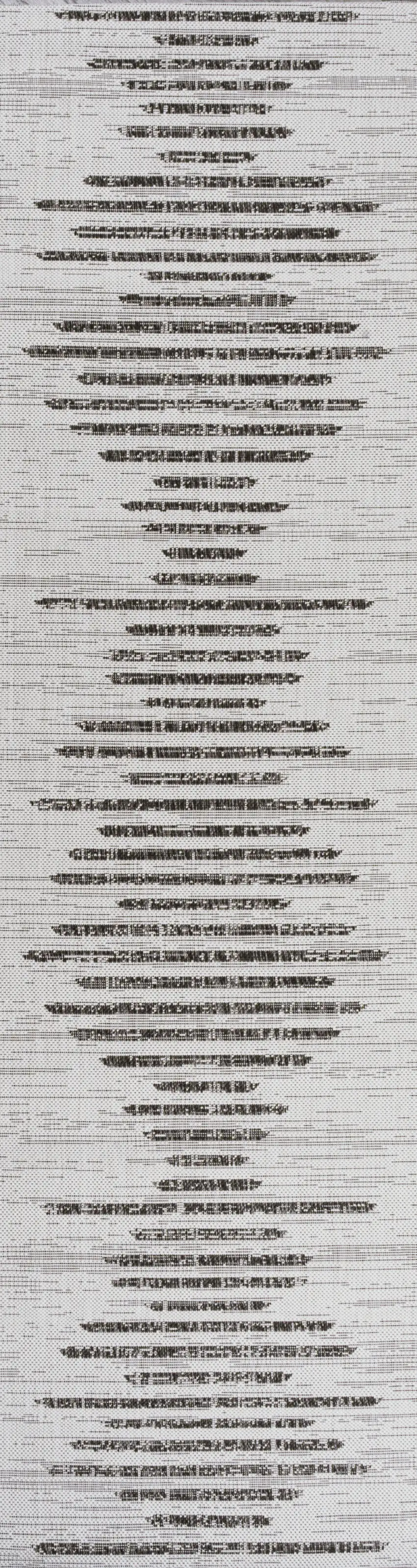 20' Ivory And Black Striped Indoor Outdoor Runner Rug Photo 1