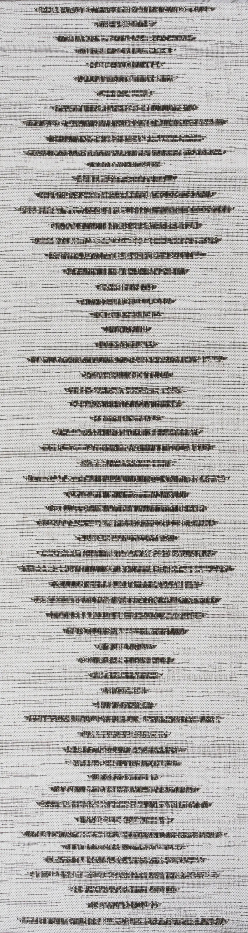 20' Ivory And Black Striped Indoor Outdoor Runner Rug Photo 3