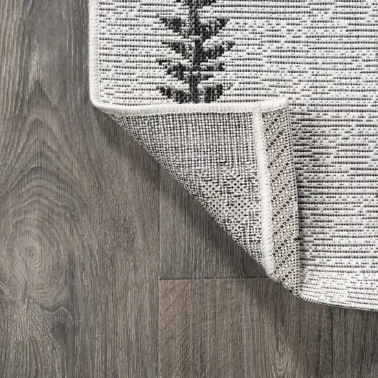 10' Ivory And Black Trellis Indoor Outdoor Runner Rug Photo 8