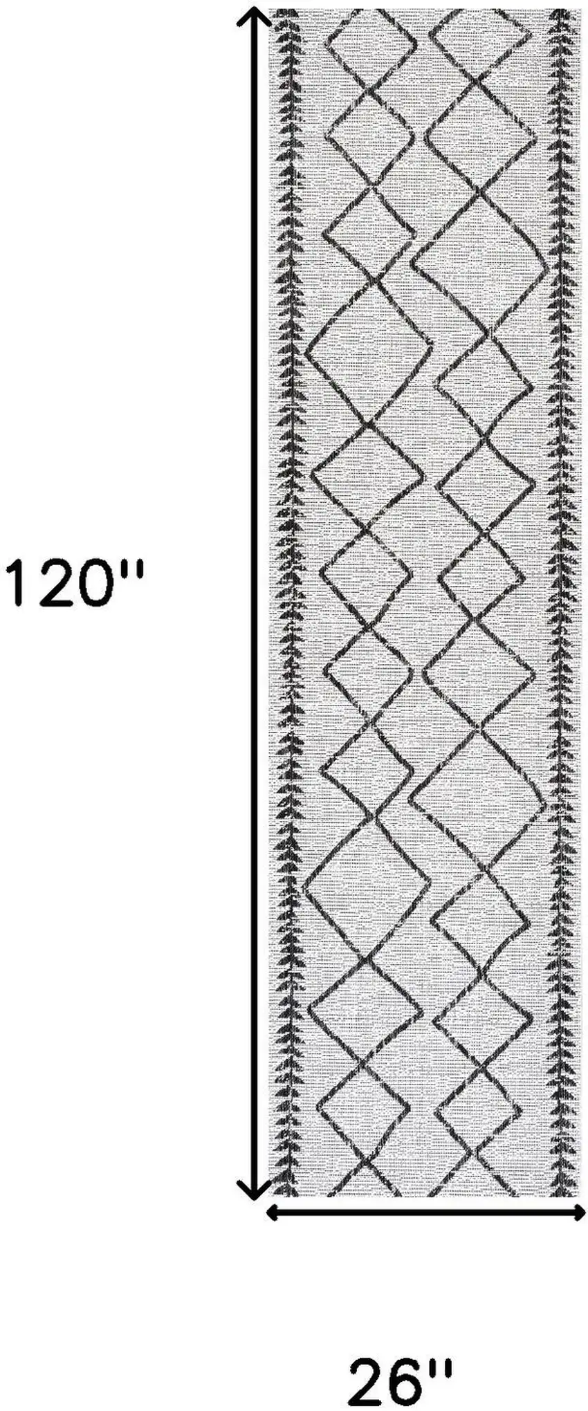 10' Ivory And Black Trellis Indoor Outdoor Runner Rug Photo 3