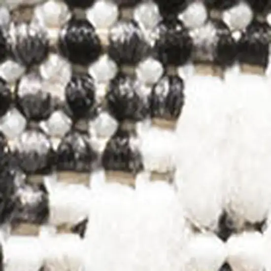 10' Ivory And Black Trellis Indoor Outdoor Runner Rug Photo 2