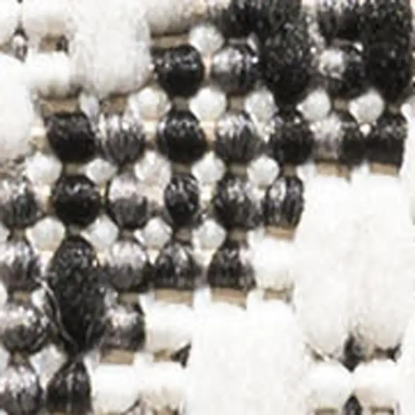 10' Ivory And Black Trellis Indoor Outdoor Runner Rug Photo 3