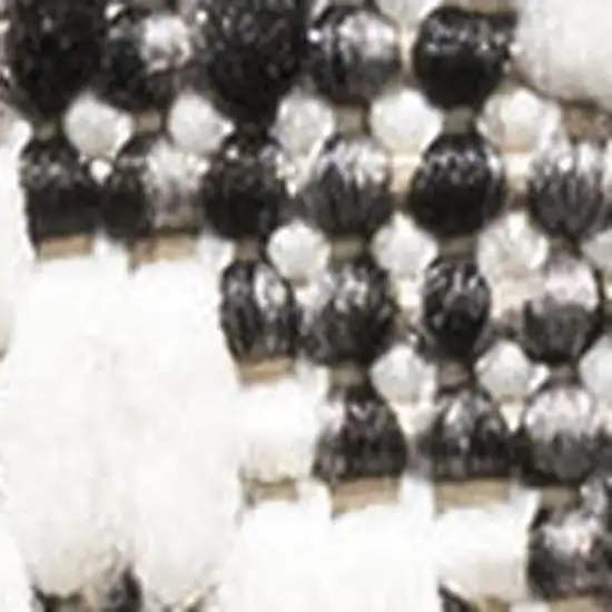 8' Ivory And Black Trellis Indoor Outdoor Runner Rug Photo 3