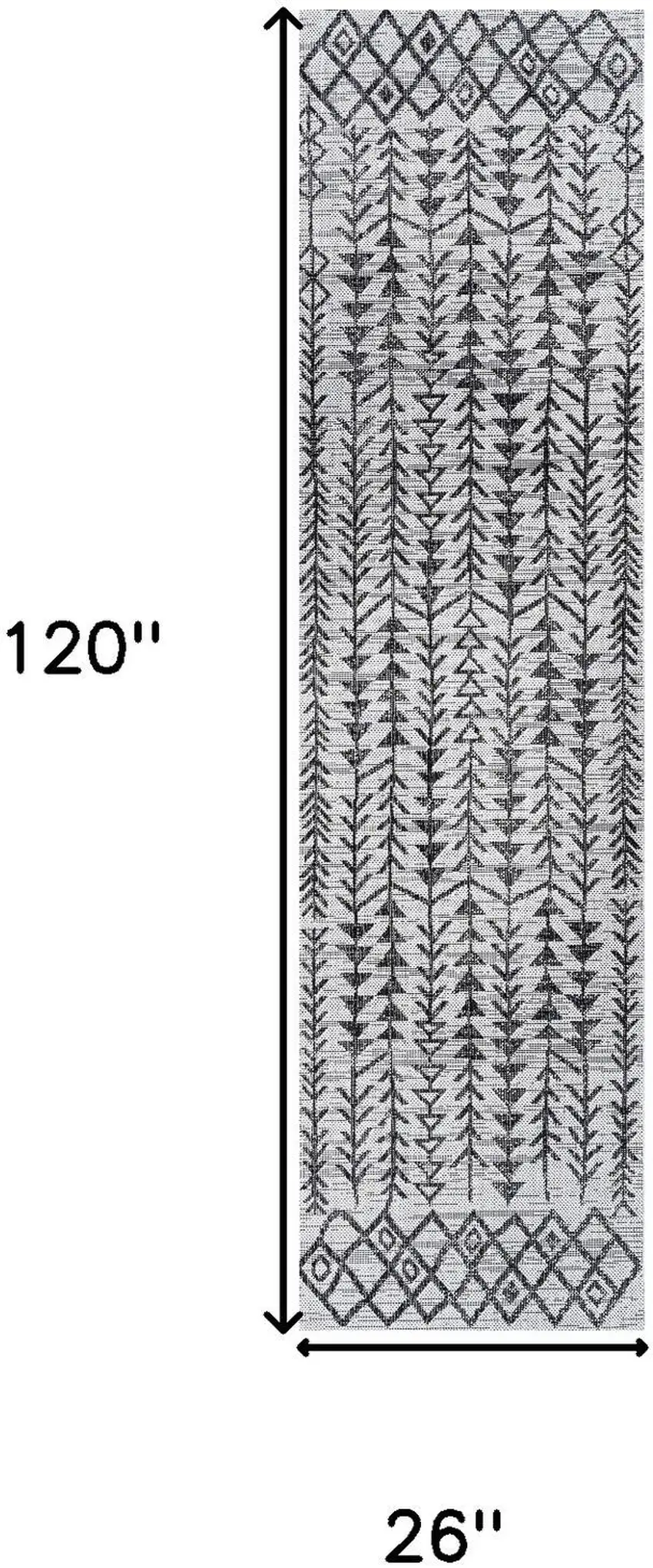 10' Ivory And Black Trellis Indoor Outdoor Runner Rug Photo 3