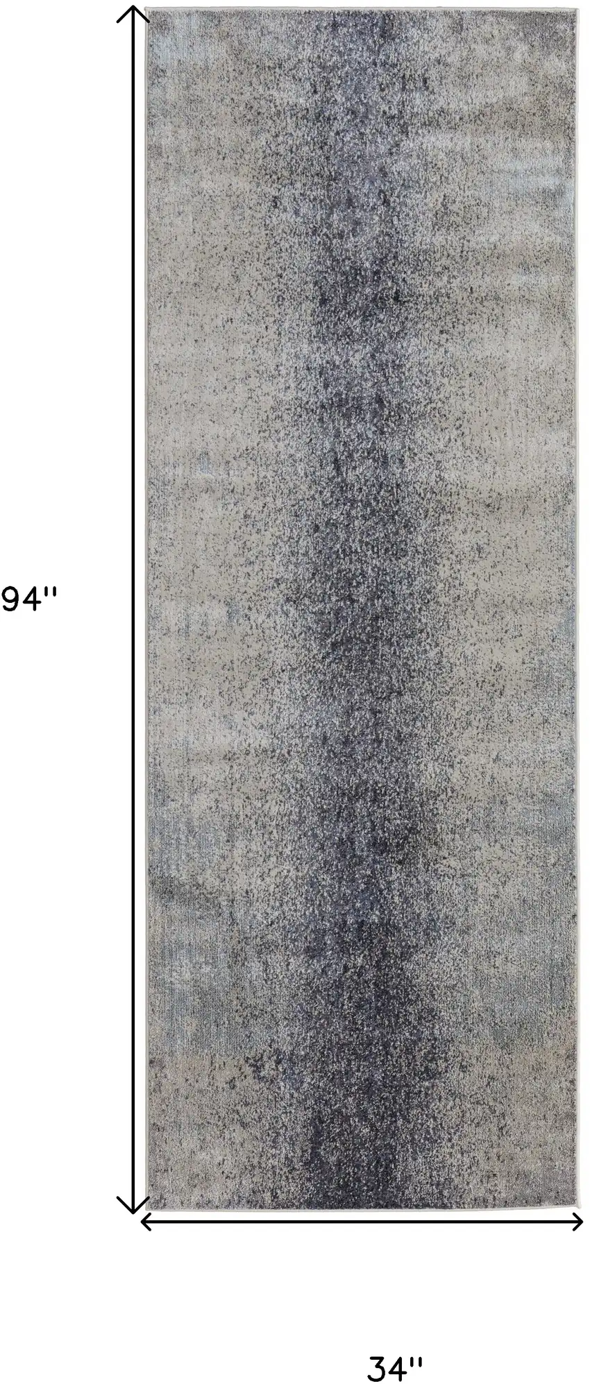 8' Ivory And Blue Abstract Power Loom Runner Rug Photo 7