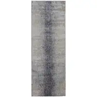 Photo of 8' Ivory And Blue Abstract Power Loom Runner Rug