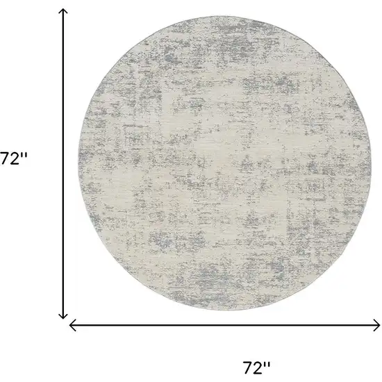 6' Ivory And Blue Abstract Round Rug Photo 8
