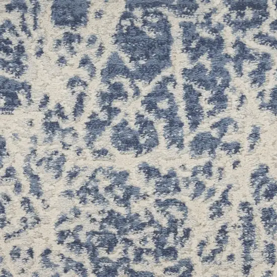 8' Ivory And Blue Abstract Runner Rug Photo 3