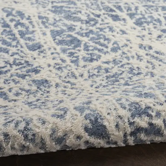 8' Ivory And Blue Abstract Runner Rug Photo 8