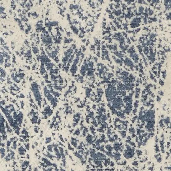 8' Ivory And Blue Abstract Runner Rug Photo 6