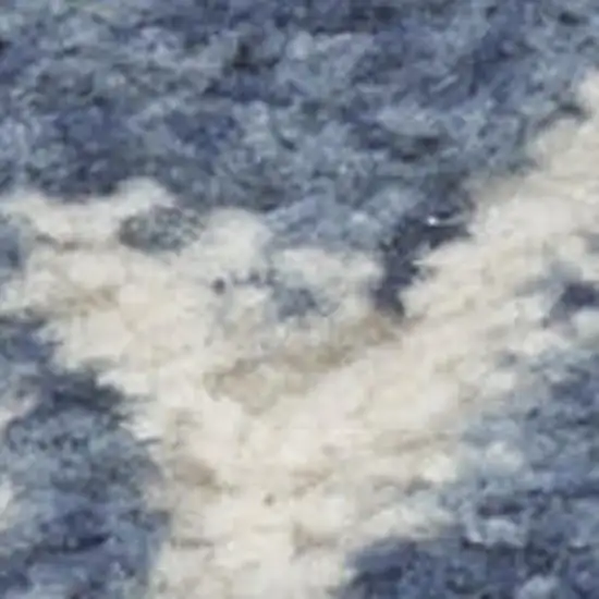8' Ivory And Blue Abstract Runner Rug Photo 2