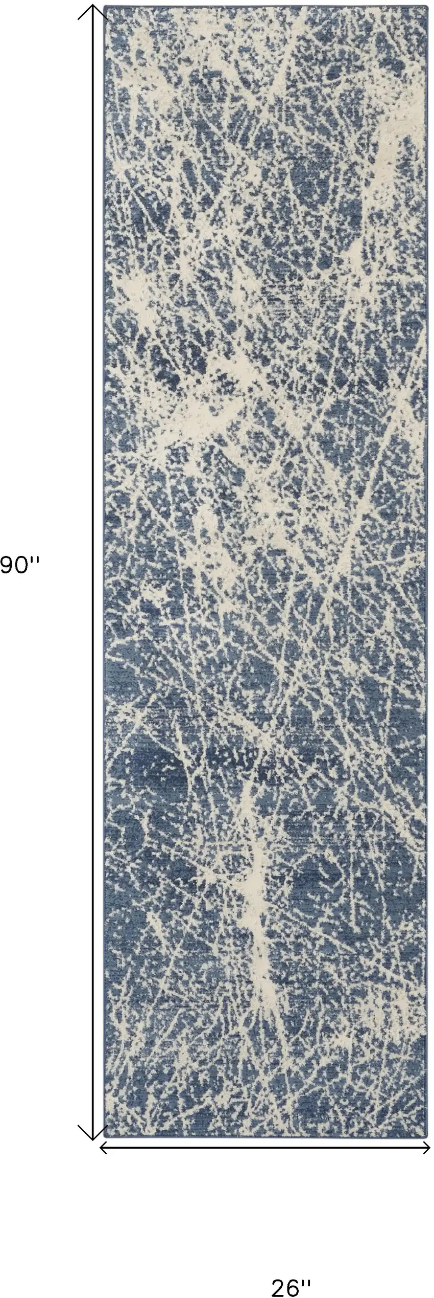 8' Ivory And Blue Abstract Runner Rug Photo 3
