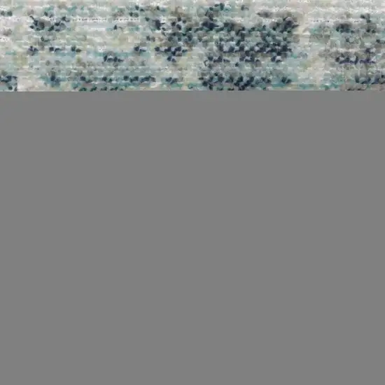 8' Ivory And Blue Abstract Runner Rug Photo 8