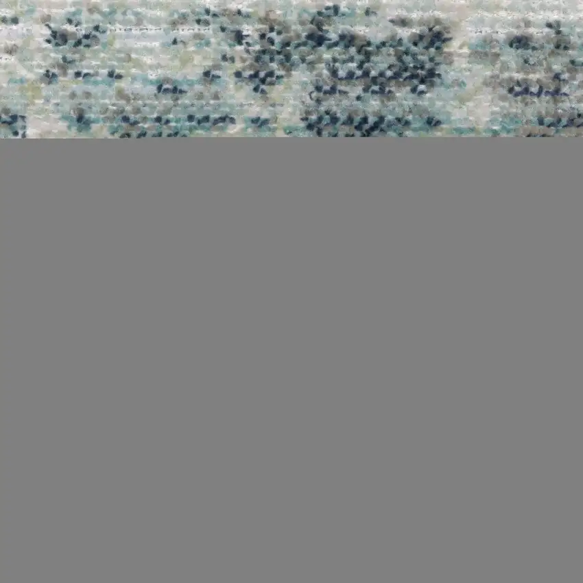 8' Ivory And Blue Abstract Runner Rug Photo 8