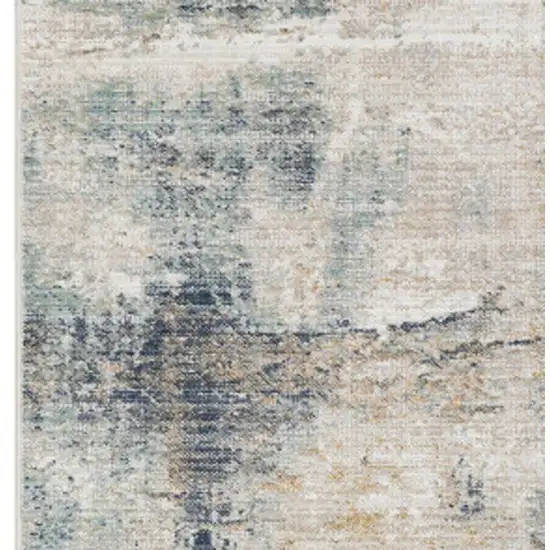 8' Ivory And Blue Abstract Runner Rug Photo 3