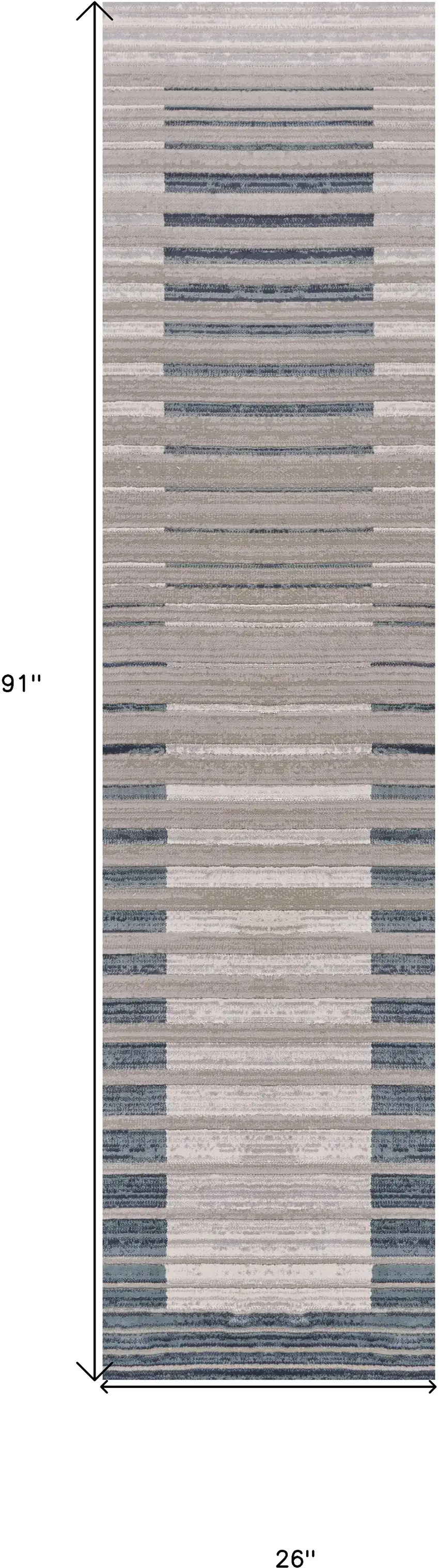 8' Ivory And Blue Abstract Runner Rug Photo 7