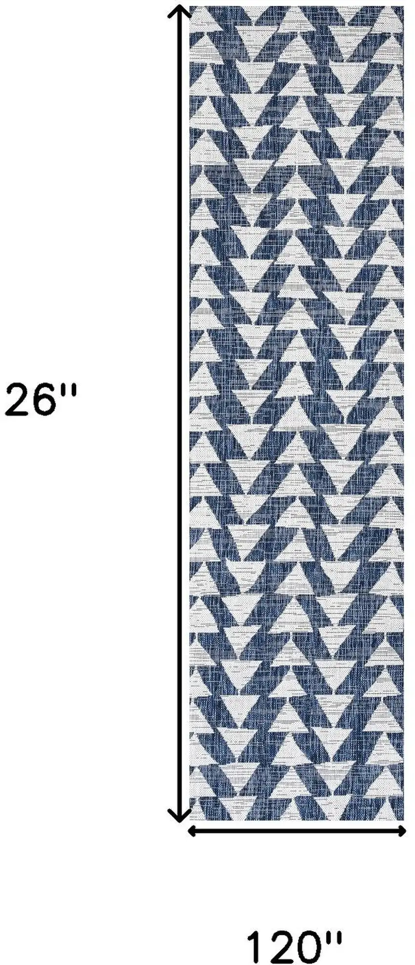 10' Ivory And Blue Geometric Indoor Outdoor Runner Rug Photo 3