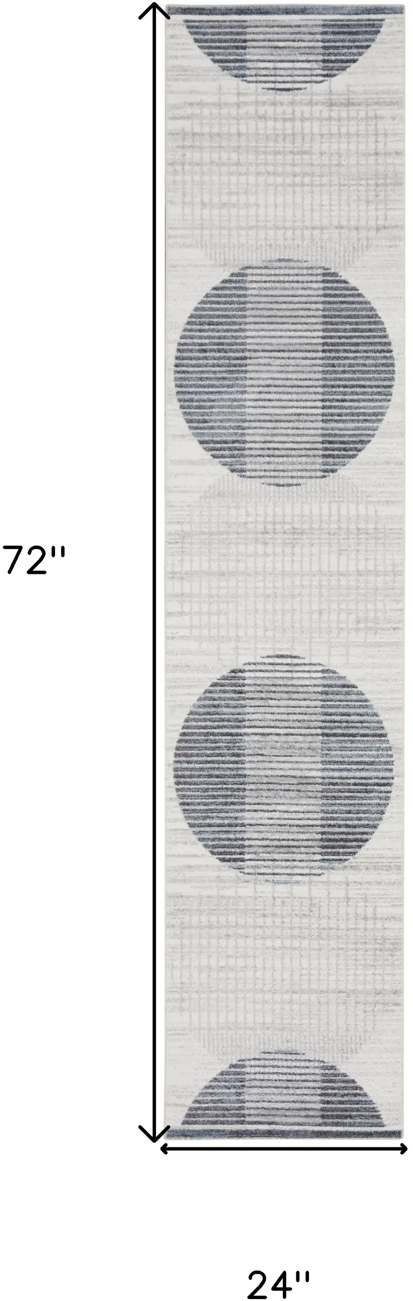 6' Ivory And Blue Geometric Runner Rug Photo 3