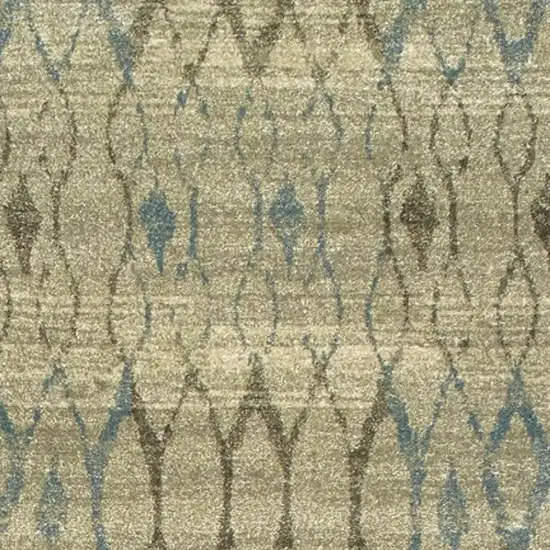 8' Ivory And Blue Geometric Runner Rug Photo 7