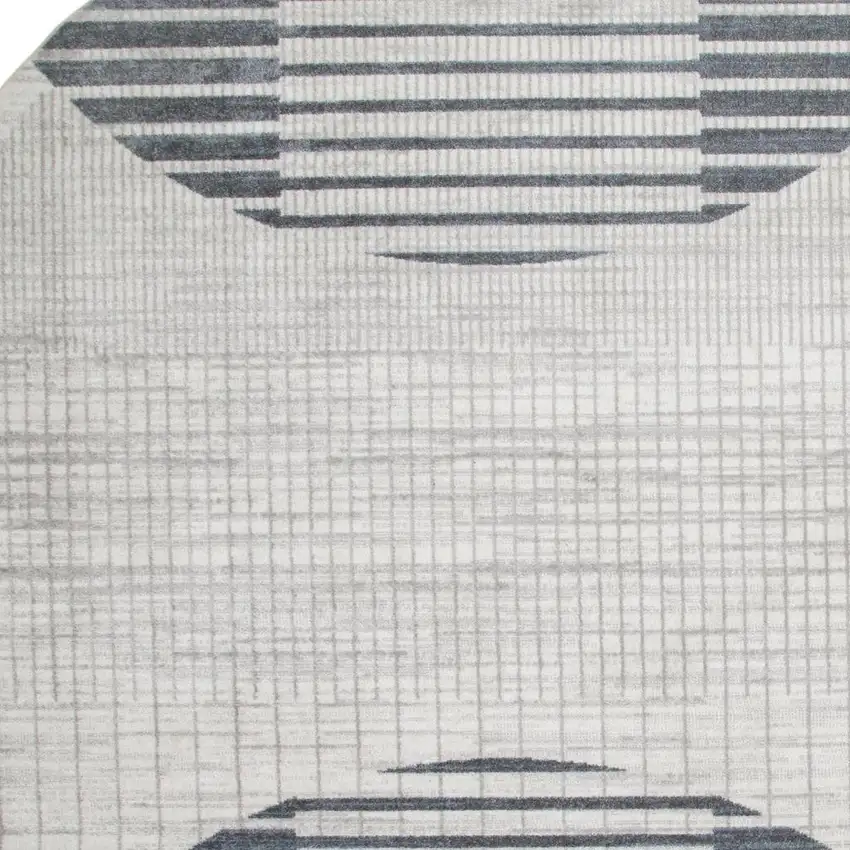 5' Ivory And Blue Geometric Washable Round Rug Photo 4