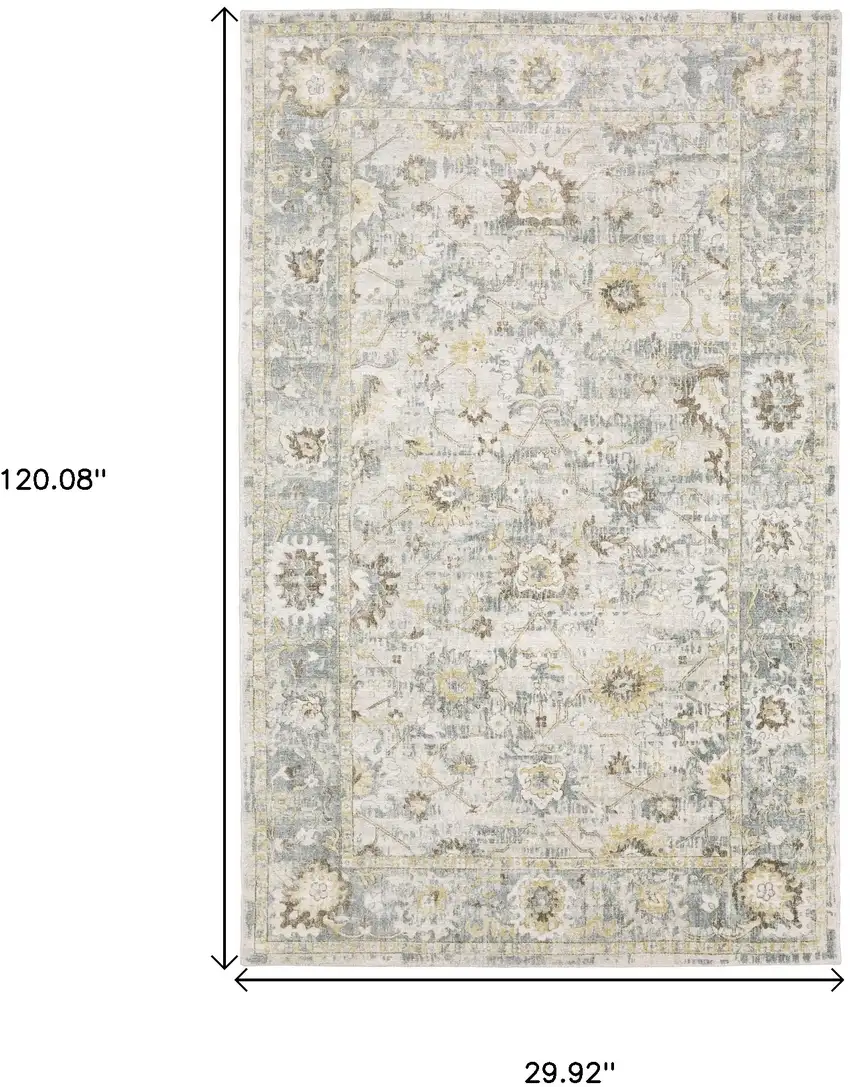 10' Ivory And Blue Oriental Hand Tufted Runner Rug Photo 3