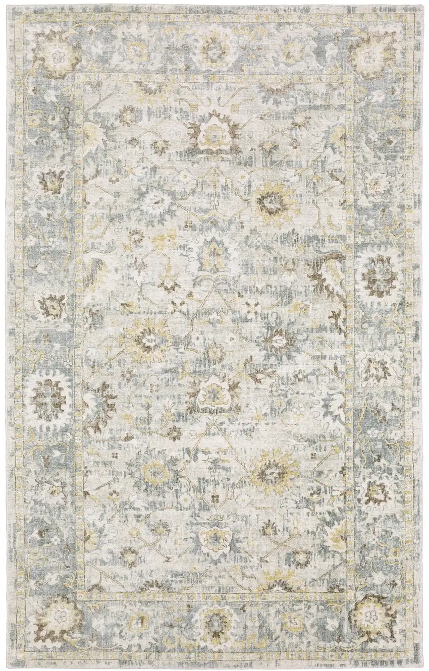 10' Ivory And Blue Oriental Hand Tufted Runner Rug Photo 2