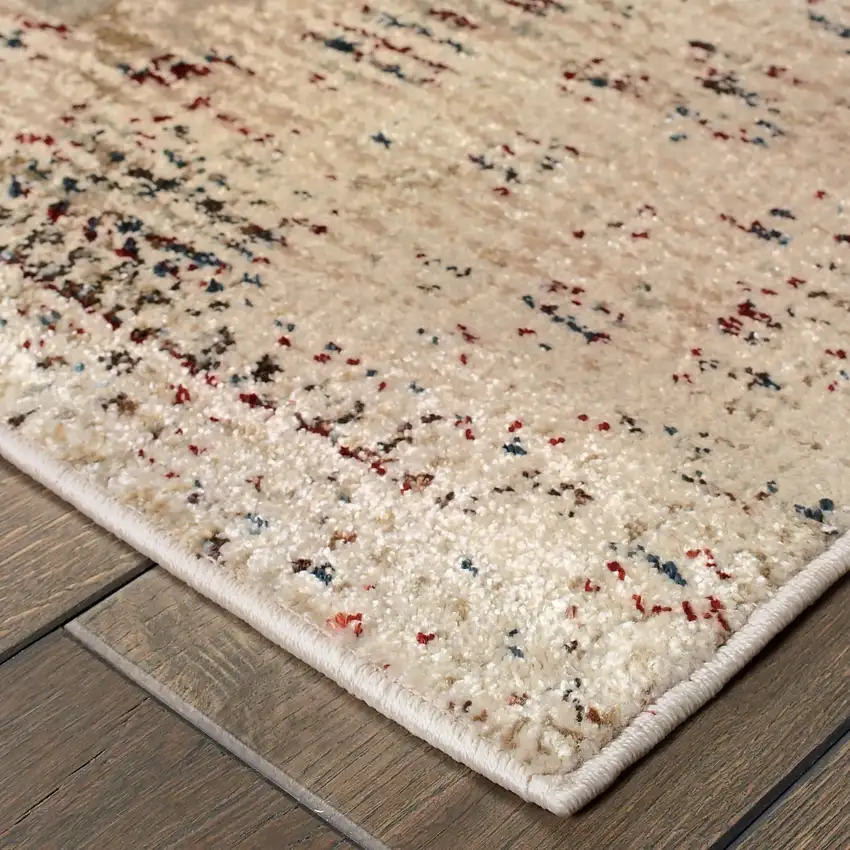 8' Ivory And Blue Oriental Runner Rug Photo 6