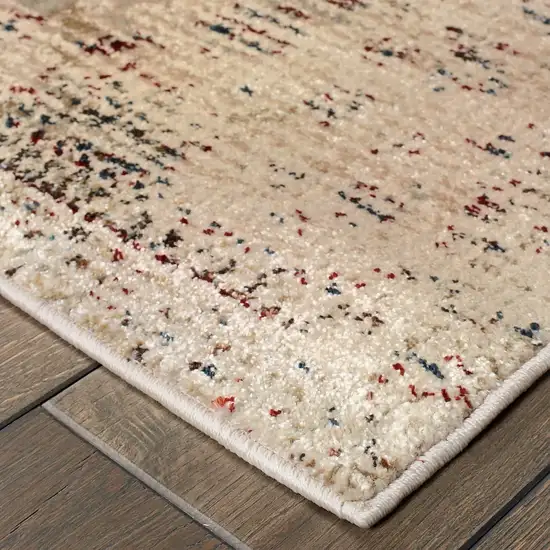 8' Ivory And Blue Oriental Runner Rug Photo 6