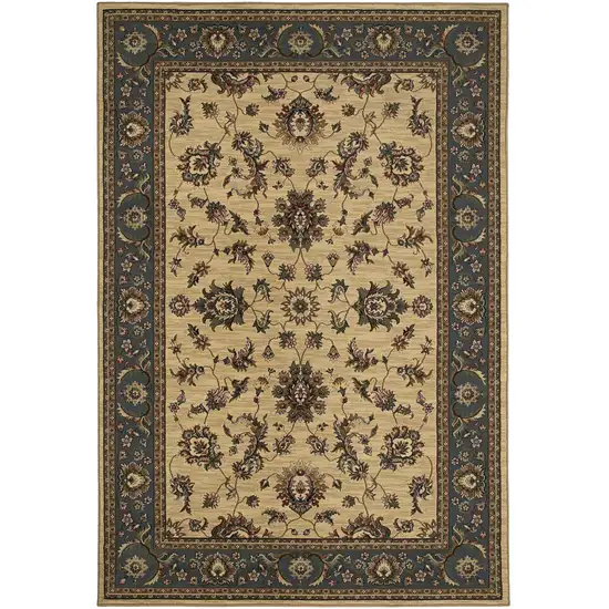 8' Ivory And Blue Oriental Square Rug Photo 3