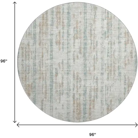 8' Ivory And Blue Round Abstract Washable Indoor Outdoor Area Rug Photo 3