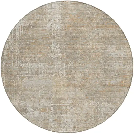 8' Ivory And Blue Round Abstract Washable Indoor Outdoor Area Rug Photo 2